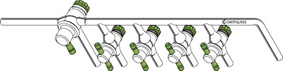 GAS MANIFOLDS, 4-PLACE, PTFE STOPCOCKS