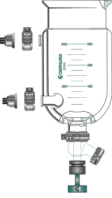 REACTION VESSELS, JACKETED, BENCHTOP, DETACHABLE DRAIN VALVES