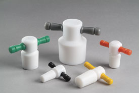 STOPPERS, FLASK LENGTH, PTFE, COLOR CODED