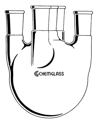 FLASKS, HEAVY WALL, ROUN BOTTOM, 5-NECKS