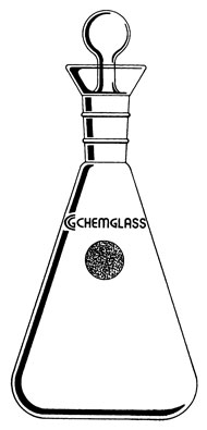 FLASKS, ERLENMEYER, IODINE, STOPPERS