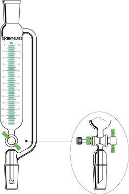 FUNNELS, ADDITION, GRADUATED, PTFE METERING STOPCOCKS