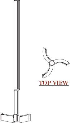 STIRRING SHAFTS, POLISHED, 10MM, THREE-BLADE, GLASS AGITATOR